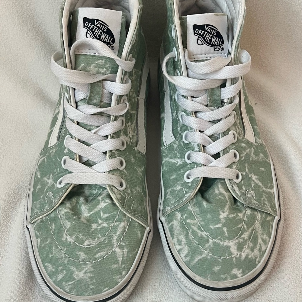 Vans Green and White High-Top Sneakers